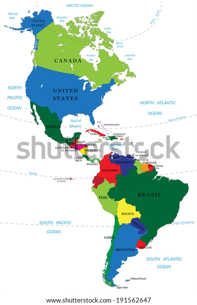 北米と南米の地図 のベクター画像素材 ロイヤリティフリー