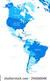 North And South America Map - Highly Detailed Vector Illustration