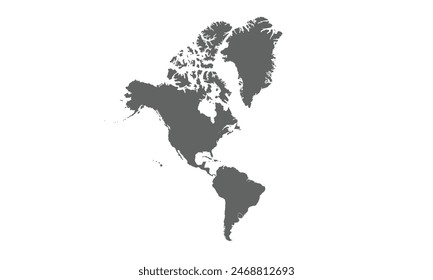 North and South America map isolated on white background. for website layouts, reports, anual infographics, world, similar world map icons. travel around the world, map silhouette backdrop.