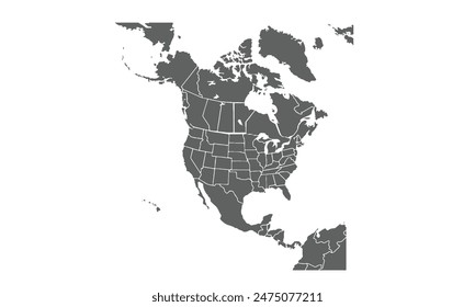 North and south america map isolated on white background. for website layouts, background, education, precise, customizable, Travel worldwide, map silhouette backdrop, earth geography, political.