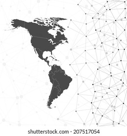 North and South America map vector illustration, background for communication