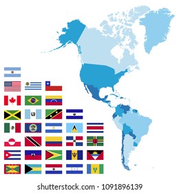 South America Map Flags Stock Vector - North South America Maps Flags 260nw 1091896139
