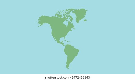 North and South America outline world map, vector illustration isolated on white. Map of North and South America continent.