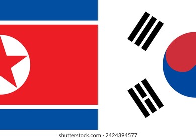 North and South Korea flags background