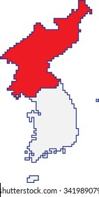 North and South Korea map separate color on white background, 