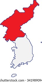 North and South Korea map separate color on white background, 
