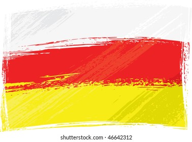 North and South Ossetia national flag created in grunge style