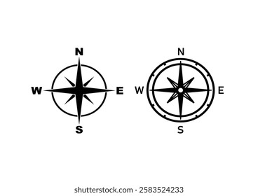 North, South, West, East compass sign isolated, Geographical position, Map direction, navigation sign, Vintage marine wind rose, Nautical chart. Navigational compass with cardinal directions of NEWS.