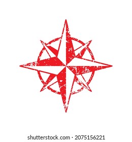 North Star Compass Icon Shape Symbol. Nautical Navigation Logo Sign. Vector Illustration Image. Isolated On White Background.	
Grunge Stamp Texture.