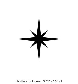 Diseño plano del Vector de la silueta del icono de la estrella del norte sobre fondo blanco. Simple Vector de la estrella del norte.
