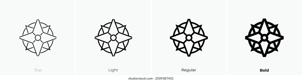 Icono de la Estrella del Norte. Diseño de estilo delgado, ligero, regular y audaz aislado sobre fondo blanco