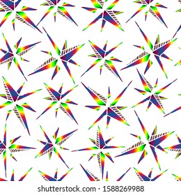 North star pattern for clothes in neon colors.