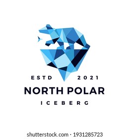 north star polar bear ice berg geometric polygonal logo vector icon illustration