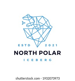 north star polar bear ice berg geometric polygonal logo vector icon illustration
