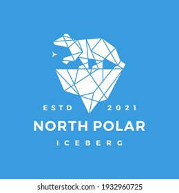 north star polar bear ice berg geometric polygonal logo vector icon illustration