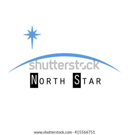 The north star, set  above the arc of the earths horizon logo concept.
