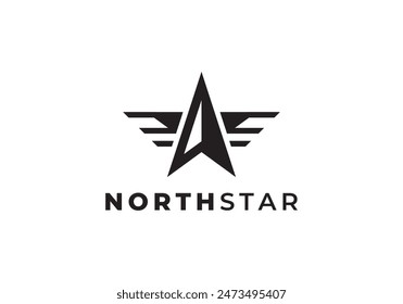 north star wings logo vector icon design