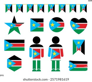 North Sudan flag set. Isolated North Sudan flag on white background
