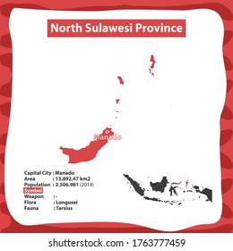 North Sulawesi Province Indonesia Country Map Flat Design