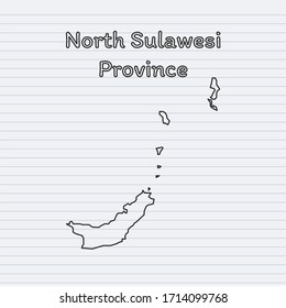 North Sulawesi Province Line Map Paper Indoneisa Contry Background