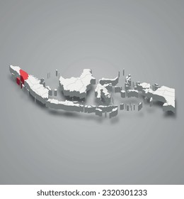 North Sumatra province location Indonesia 3d isometric map