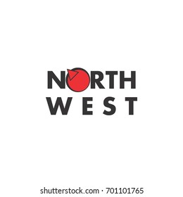 NORTH WEST compass logo design vector