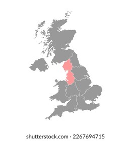 Mapa de la región del noroeste de Inglaterra, Reino Unido. Ilustración vectorial.