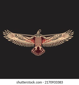 north west native americans style eagle fly