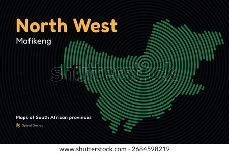 North West province spiral pattern map with center in Mahikeng, South Africa