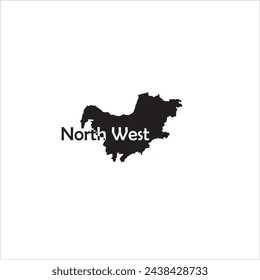North West South Africa map and black lettering design on white background