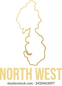 North West UK golden gradient outline map