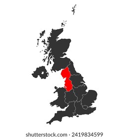 North west of United Kingdom of Great Britain and Northern Ireland map, detailed web vector .