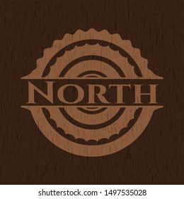 North wooden emblem. Vector Illustration.