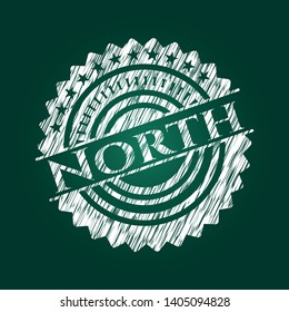 North written on a blackboard. Vector Illustration. Detailed.