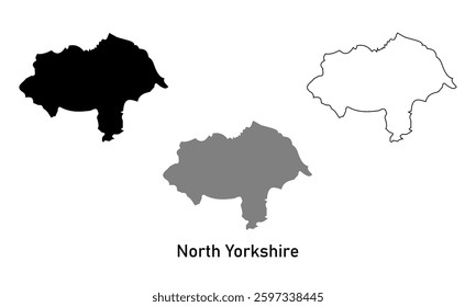 North Yorkshire county map England. map illustration isolated on background. map in black, gray, and outlines