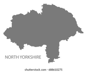 North Yorkshire county map England UK grey illustration silhouette shape svg