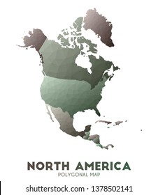 North-america Map. actual low poly style continent map. Noteworthy vector illustration.