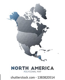 North-america Map. actual low poly style continent map. Posh vector illustration.