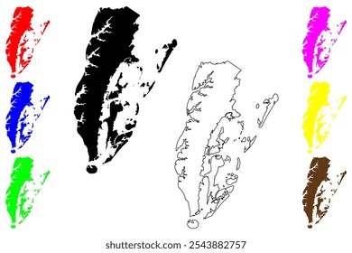 Condado de Northampton, Commonwealth da Virgínia (Condado dos EUA, Estados Unidos da América, EUA, EUA) mapa ilustração vetorial, esboço de rabisco Mapa de Northampton