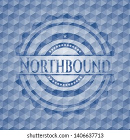 Northbound blue badge with geometric pattern. Vector Illustration. Detailed.