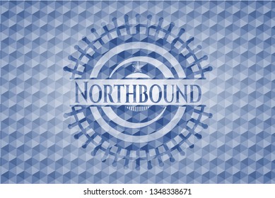 Northbound blue polygonal badge.