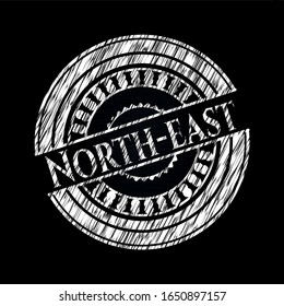 North-east chalk emblem written on a blackboard. Vector Illustration. Detailed.