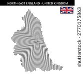 Northeast England map with a creative flag design with
