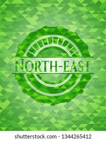 North-east green emblem with mosaic ecological style background