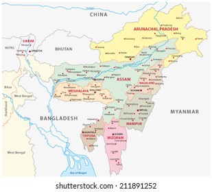 Northeast India Map