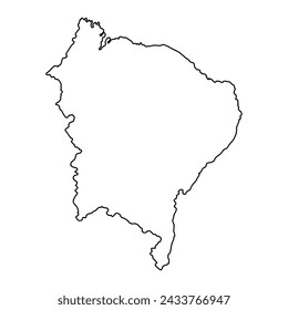 Mapa de la región noreste, Brasil. Ilustración vectorial.