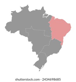 Mapa de la región noreste, Brasil. Ilustración vectorial.