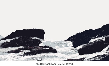 Northeaster Winslow Homer's painting border, illustration isolated on white, vector