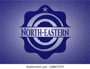 North-eastern badge with denim background