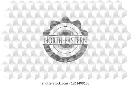 North-eastern grey emblem with cube white background